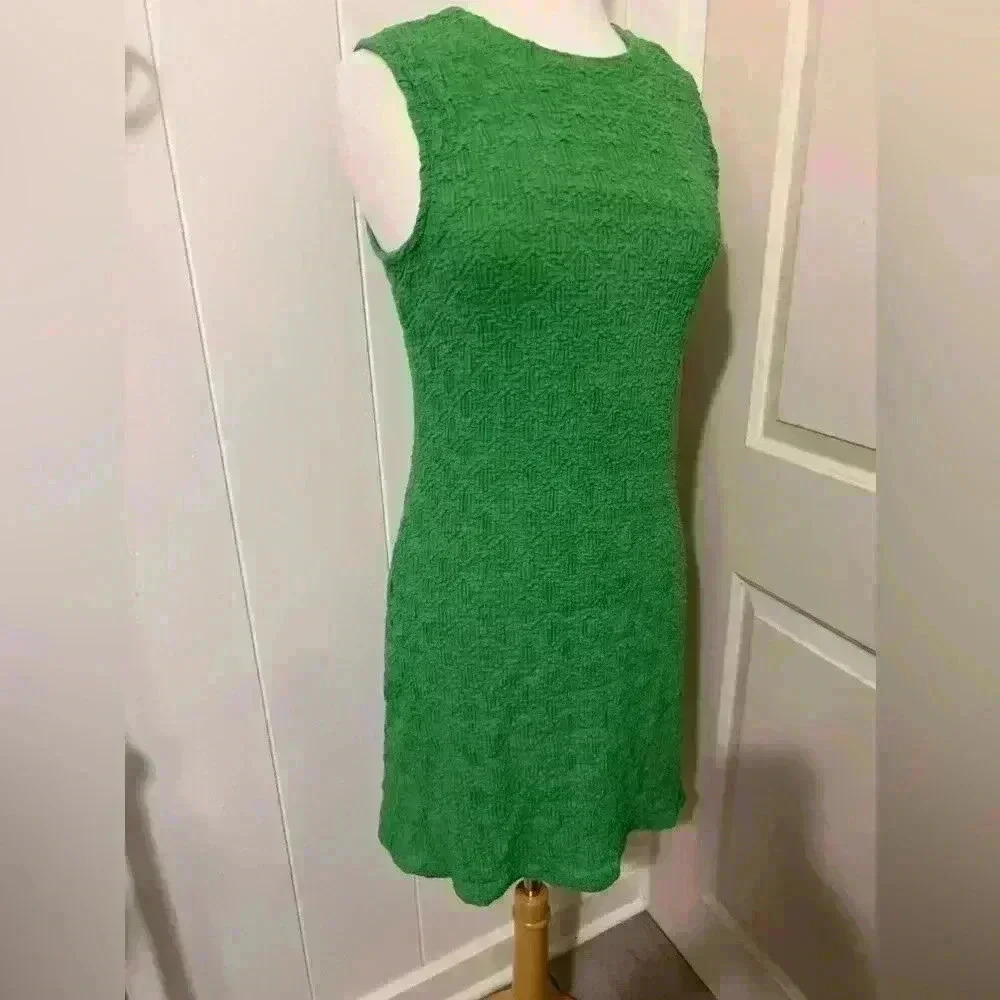 Anthropologie $128 Porridge Clothing Green Textured Knit Mini Dress St Patrick’s - Picture 5 of 6